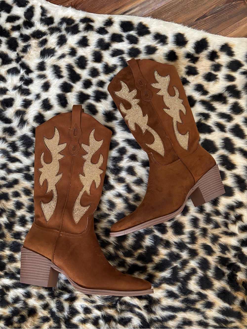 Wild Pair suede, and bedazzled cowgirl boots